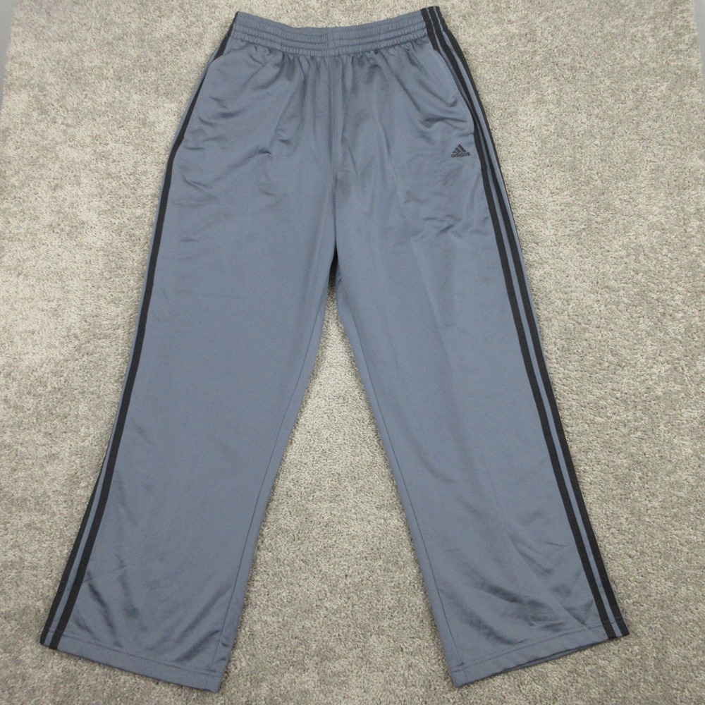 Adidas Pants Mens Large Gray Black Striped Relaxed Basketball Warmup Hip Hop EUC